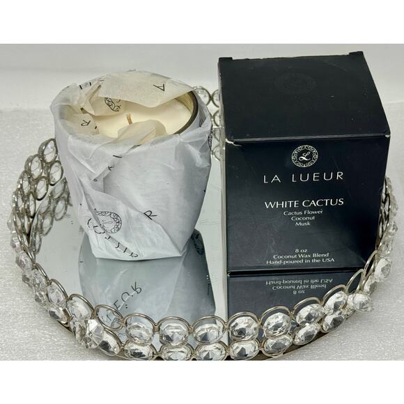 La Lueur White Cactus Candle 8oz – Cactus Flower Coconut Musk – Luxury Candle - Picture 3 of 4